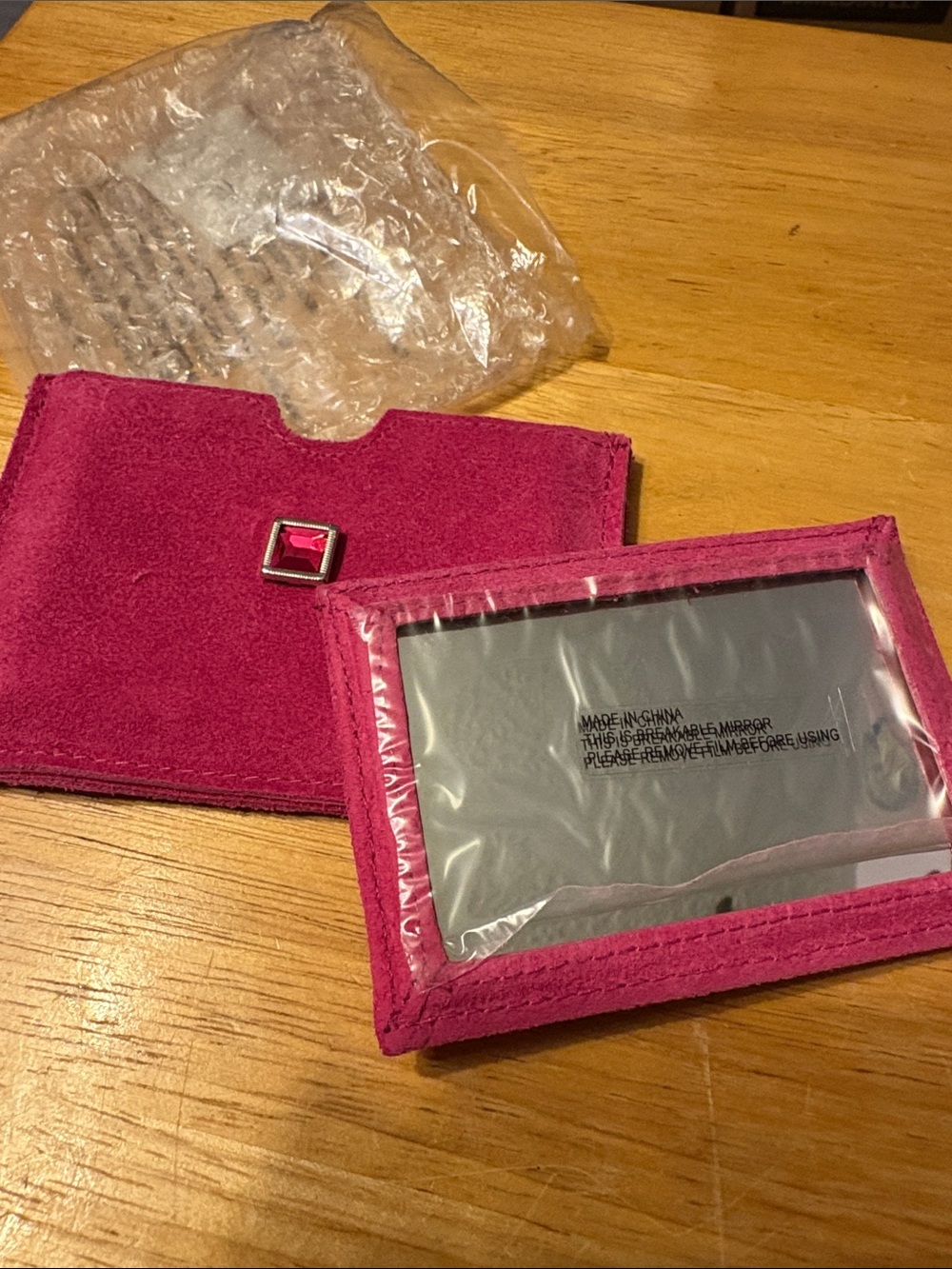 Pink Folding Compact Mirror Case.